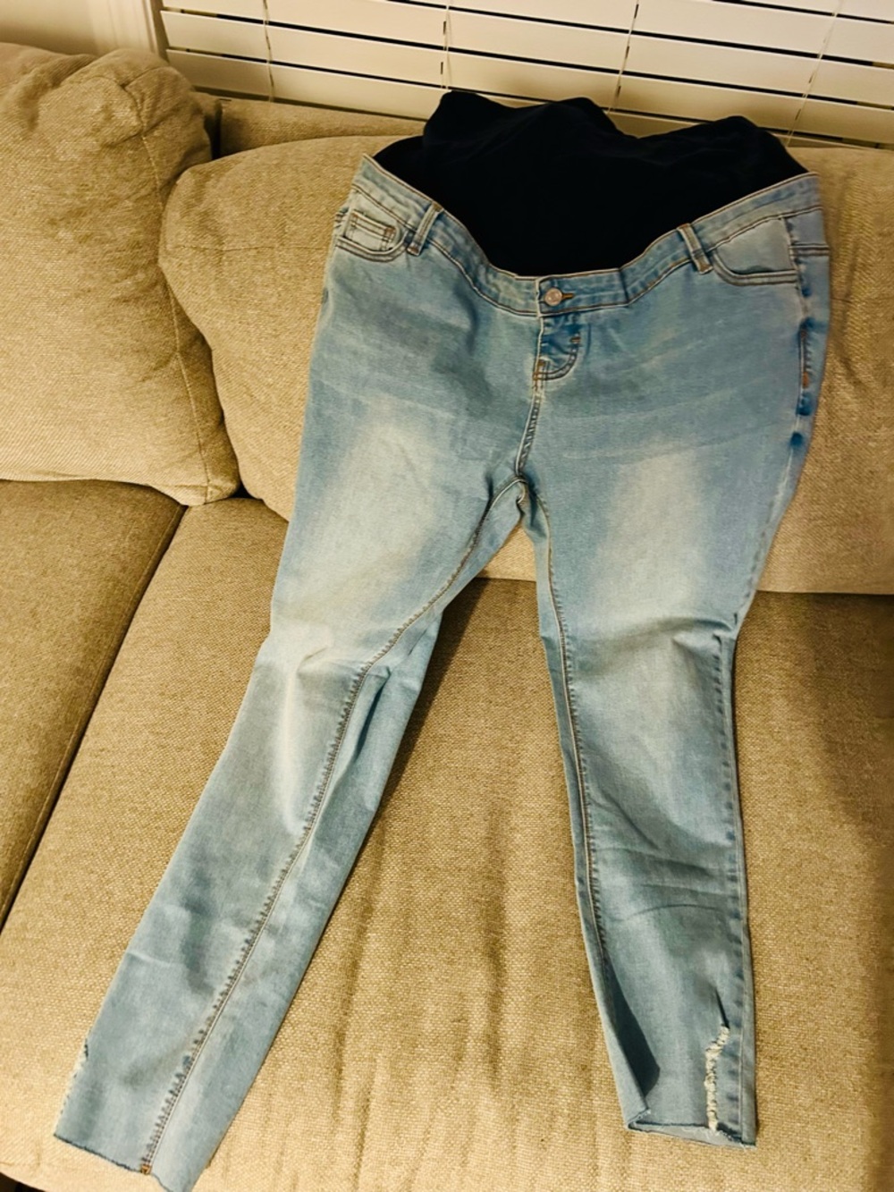 Misguided Light Blue Maternity Skinny Jeans - Size 14
